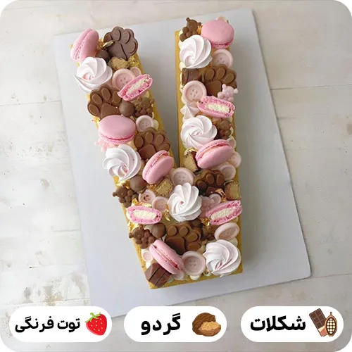 کیک تولد حروف v انگلیسی