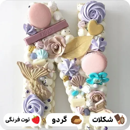 کیک تولد حرف n