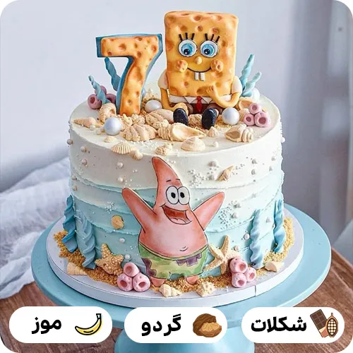 کیک تولد با عکس باب اسفنجی