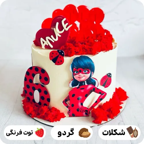 کیک جشن تولد دختر کفشدوزکی