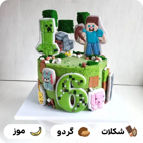 کیک تولد با عکس ماینکرافت