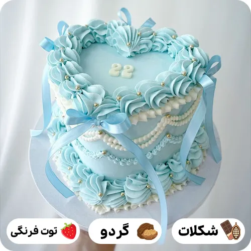 کیک تولد آبی کمرنگ دخترانه