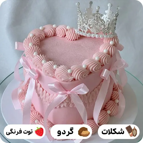 عکس کیک قلبی صورتی