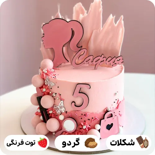 کیک دخترانه باربی صورتی
