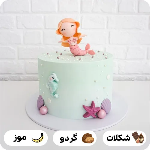 عکس کیک تولد با تم پری دریایی