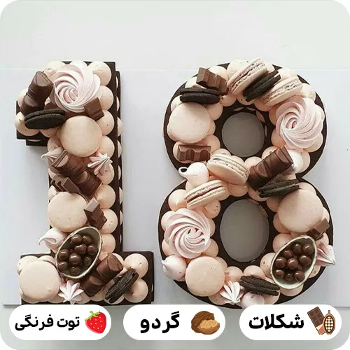 کیک تولد عدد 18
